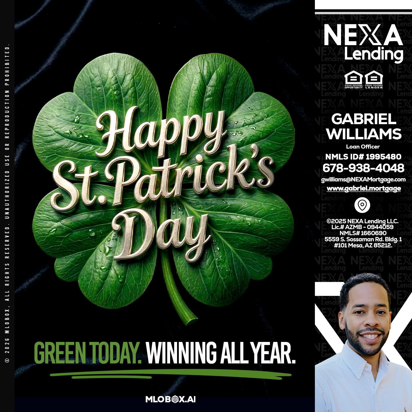 happy st. Patricks day - Gabriel Williams -Loan Officer