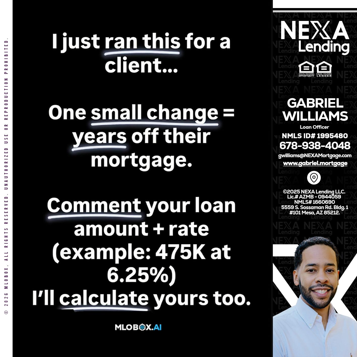 I JUST RAN - Gabriel Williams -Loan Officer