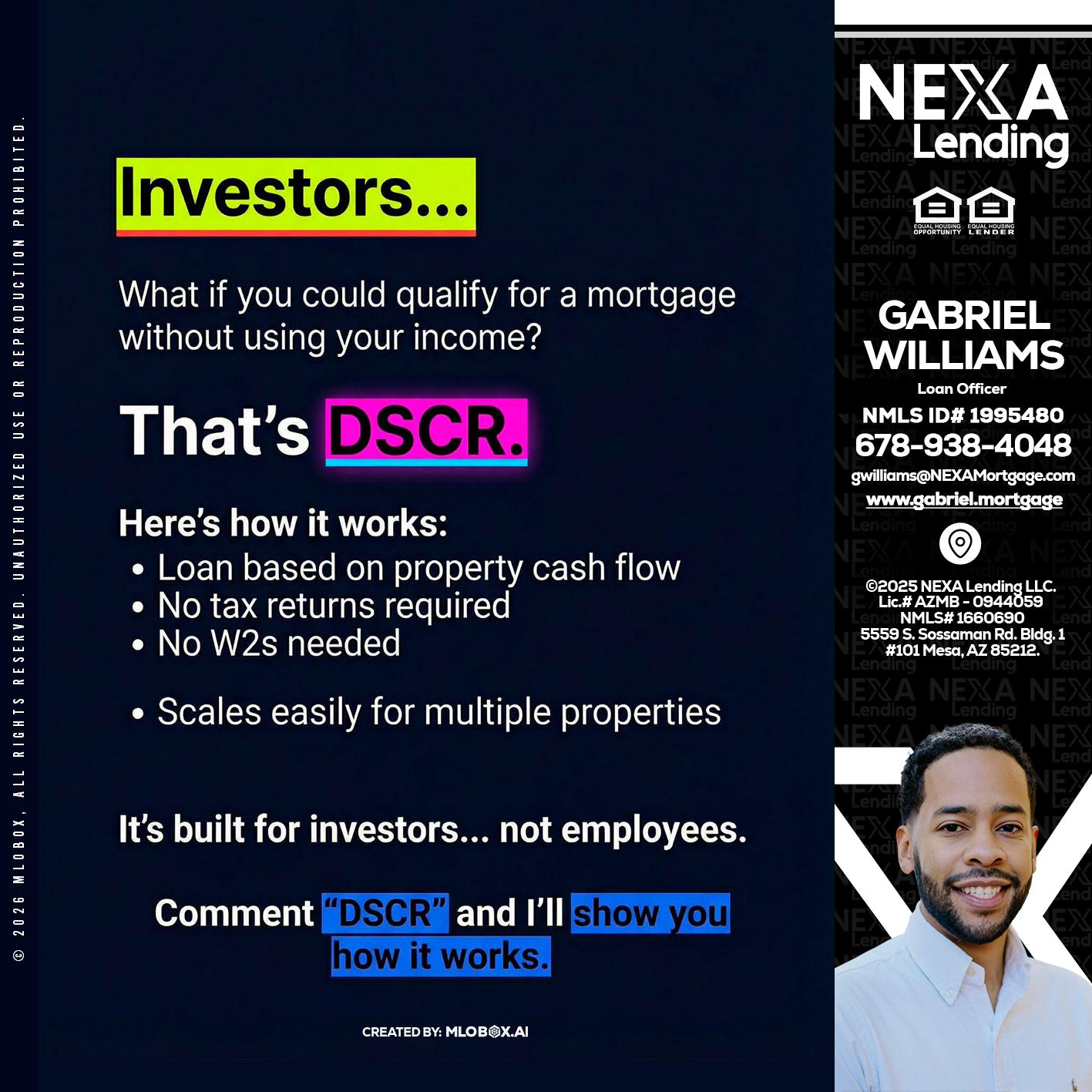 INVESTORS - Gabriel Williams -Loan Officer