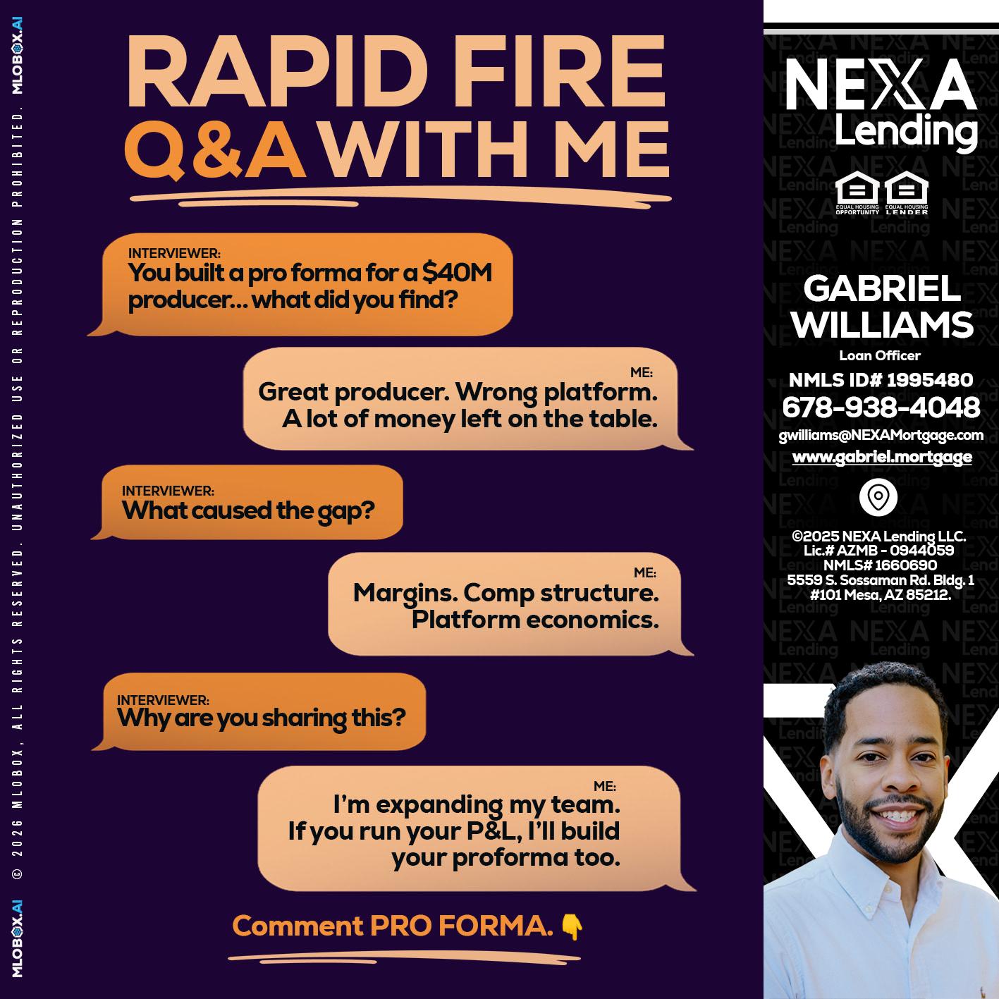 RAPID FIRE - Gabriel Williams -Loan Officer